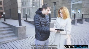 Redhead met handsome guy in street and got bred by him