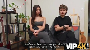 VIP4K.anger two pretty Lesbians don't mind to having a  with a stranger from the train