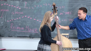 Blonde college student with long legs is banged