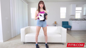 Crazy teen doing splits on his meaty dick