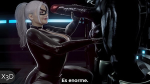 Dark-Hued Cat Ordeñando Las Enormes Bolas de Venom [Sub-Español] | X3D
